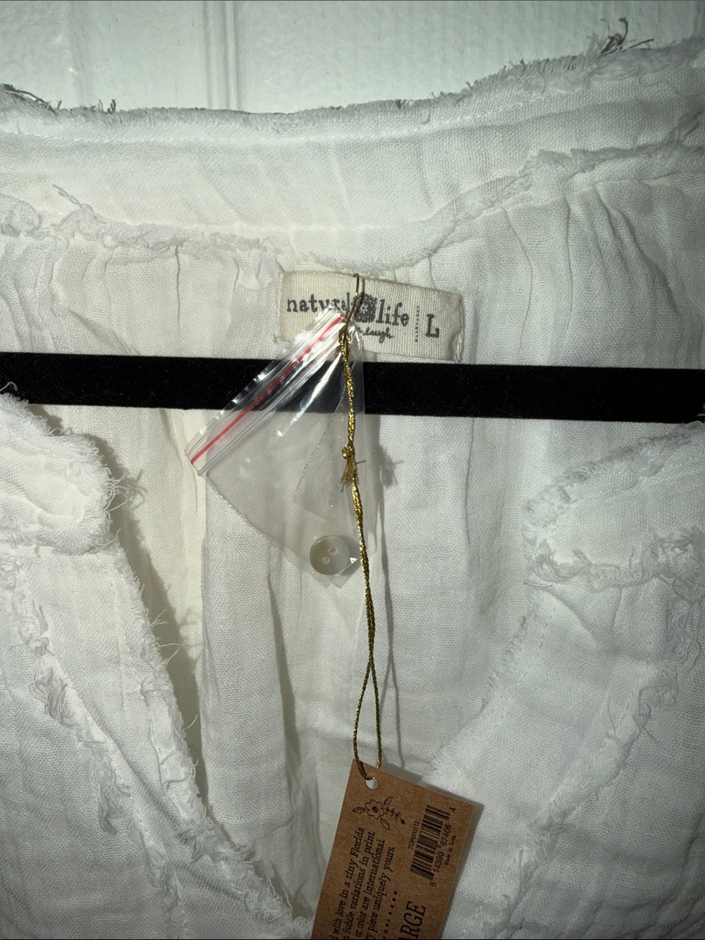 NATURAL LIFE White Linen Peasant Tunic Top - Picture 2 of 5